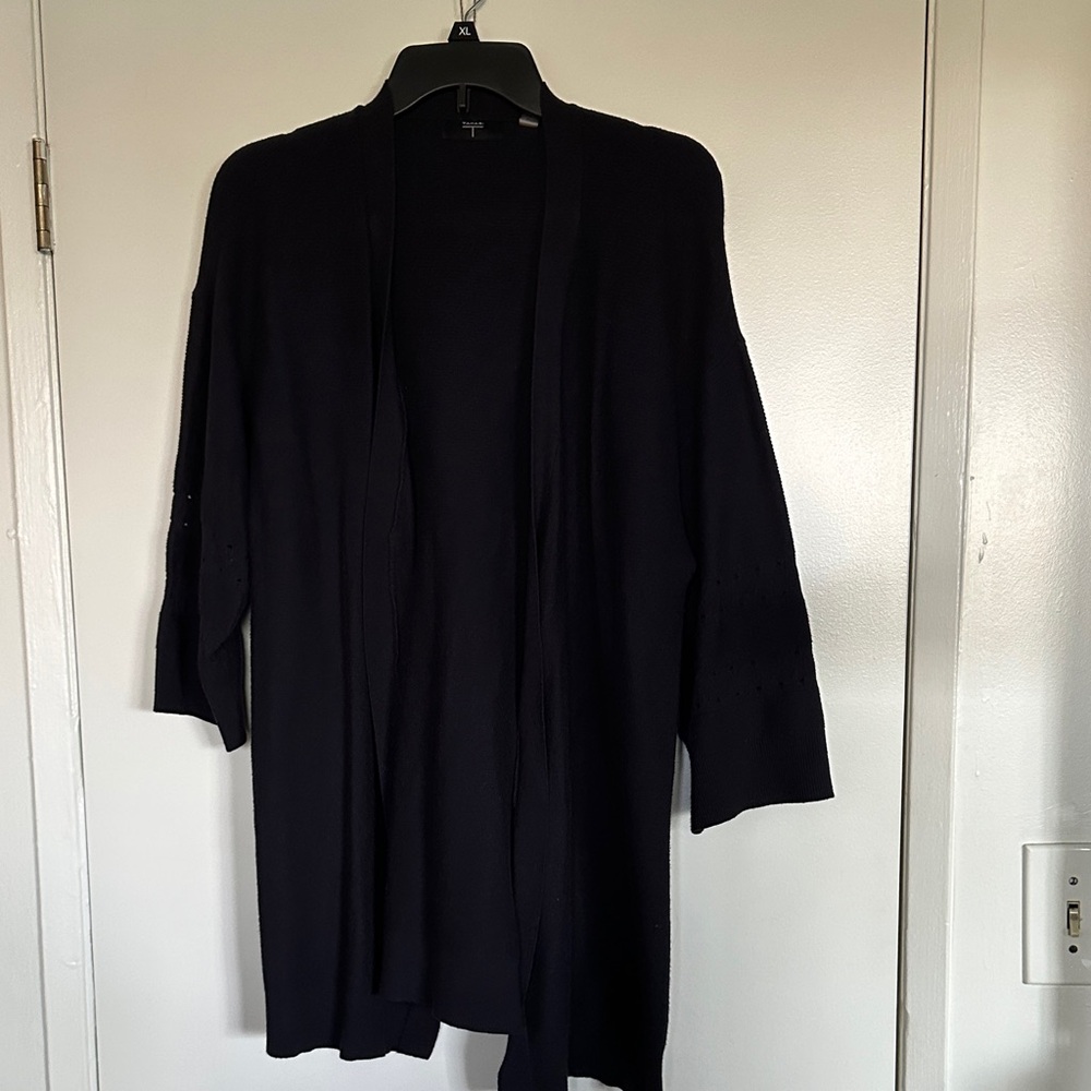 Tahari Black Open-Front Cardigan
